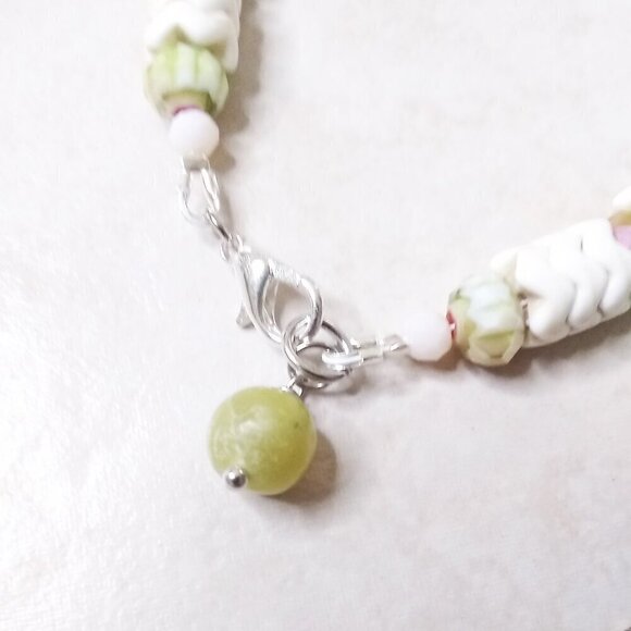 Owl Lovers! Beaded Bracelet: Patina Painted Owl + Millefiori + Howlite Beads - Picture 6 of 10